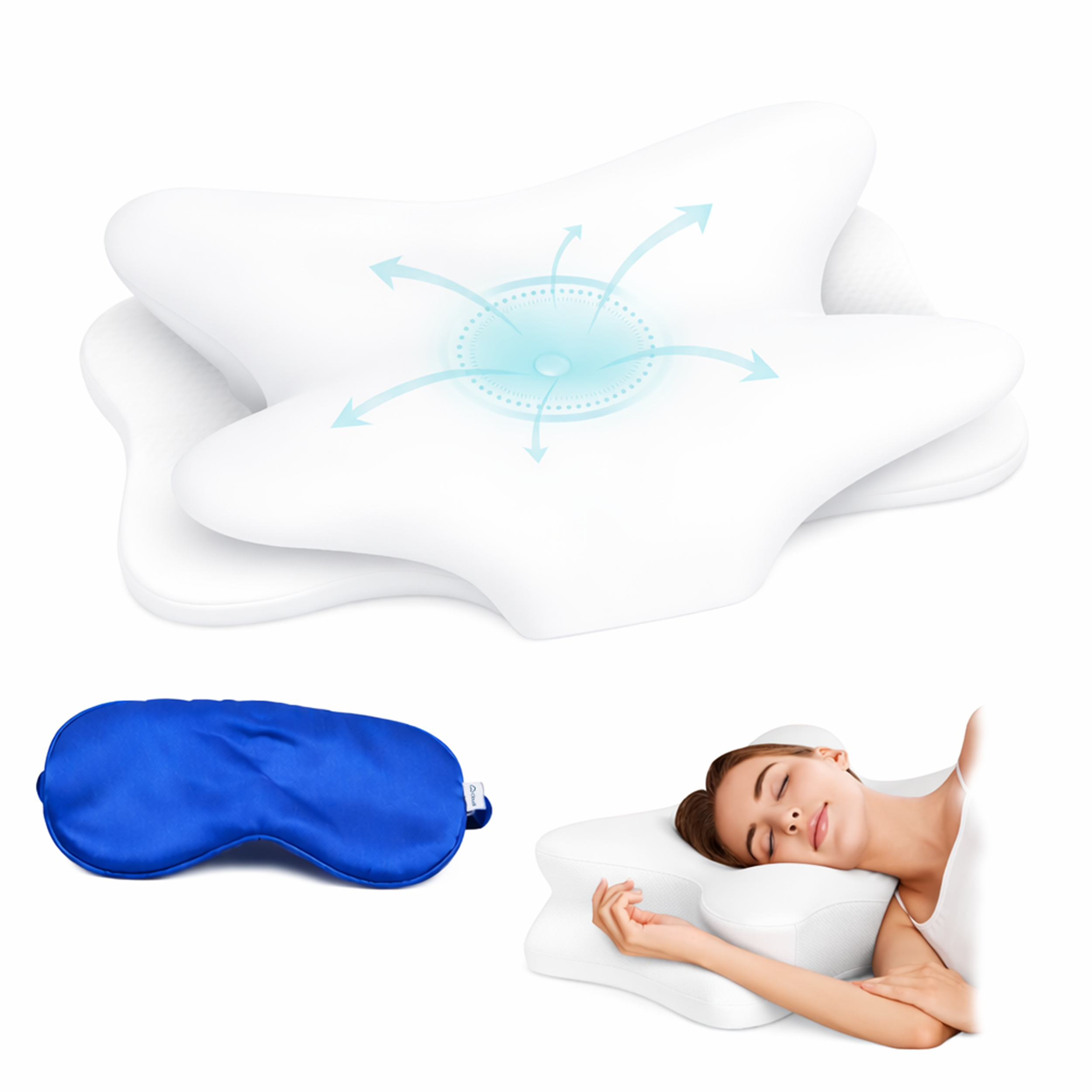 Orthopedic Neck Pain Relief Pillow with Eye Mask