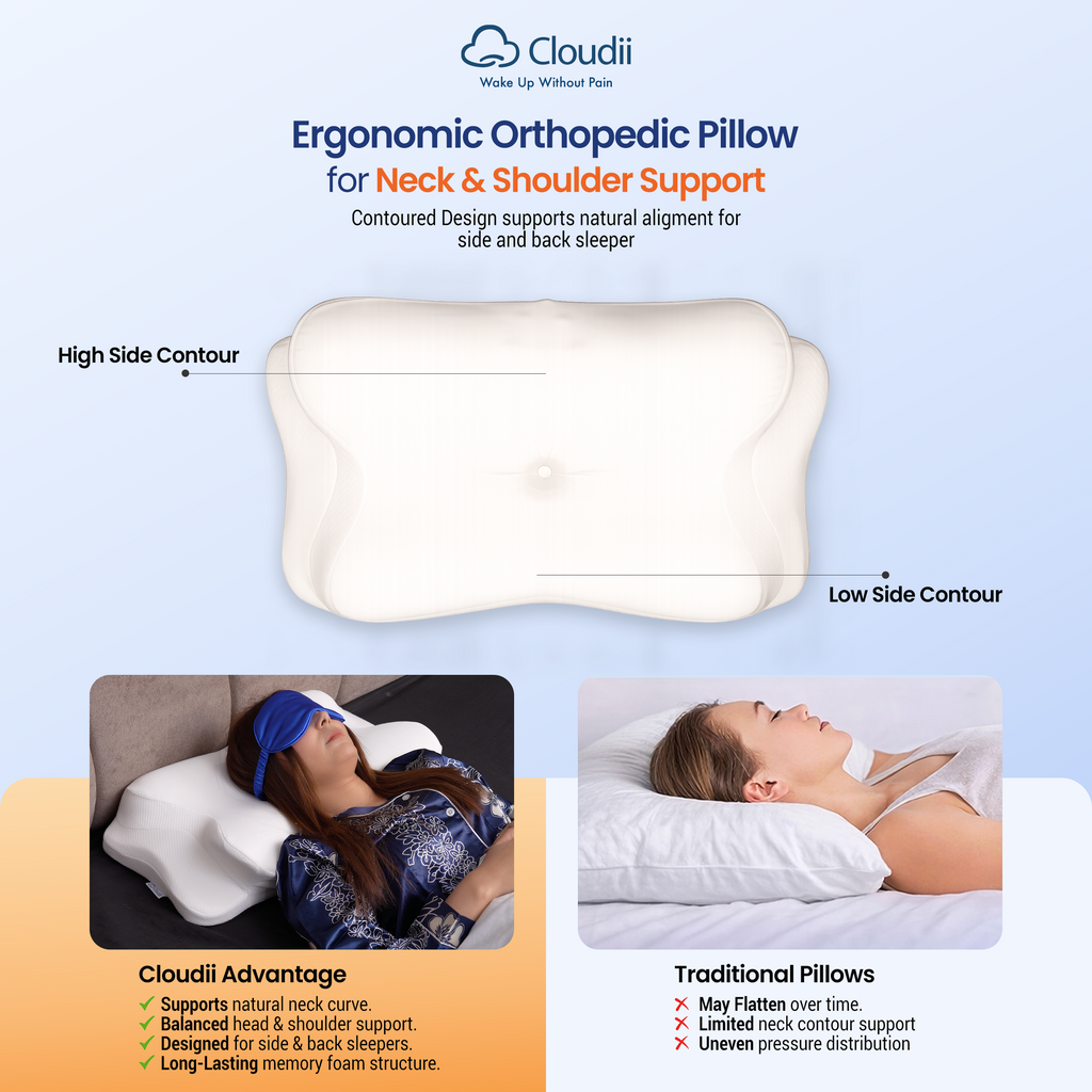 Orthopedic Neck Pain Relief Pillow with Eye Mask